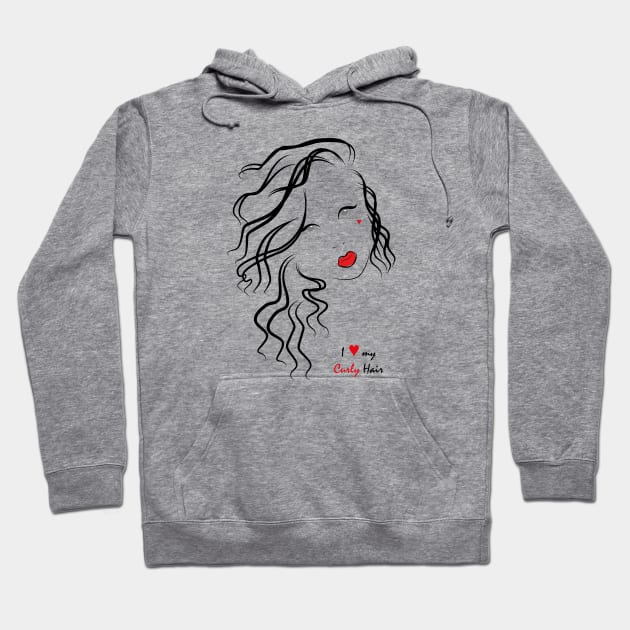 I love my curls -  wavy girl Hoodie by SaraFuentesArt